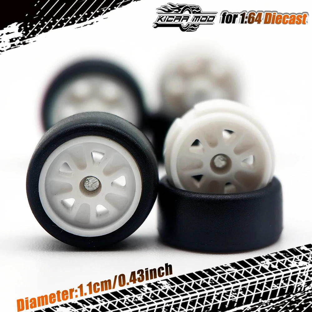 1/64 11mm Gummi-Slick-Reifen mit Schriftzug & Modellauto-Räder für 1:64 Modellautos (1 Set) – Detail 7