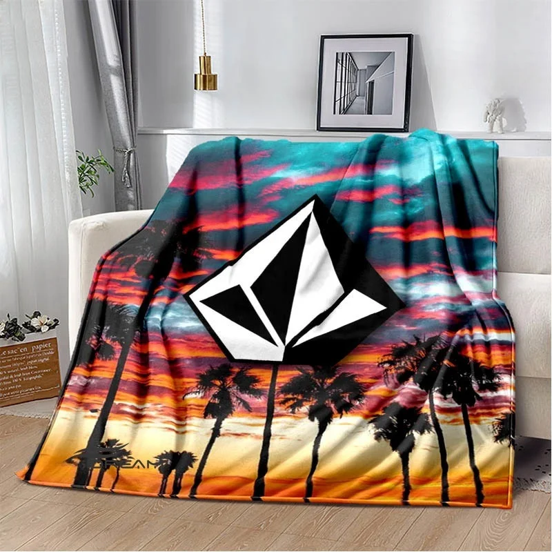 Fashion V-VOLCOM LOGO Lightweight Flannel Throw Blanket,Multi-purpose Holiday Gift Blanket Warm And Soft Blankets All Seasons