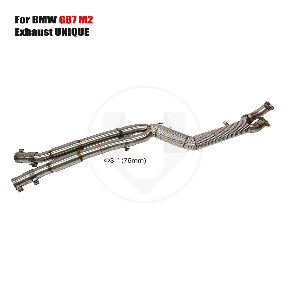 UNIQUE Single Mid Pipe with Resonator 101mm/4inches Special Design for BMW G87 M2 S58 3.0TMiddle Pipe SS304 Exhaust Systems