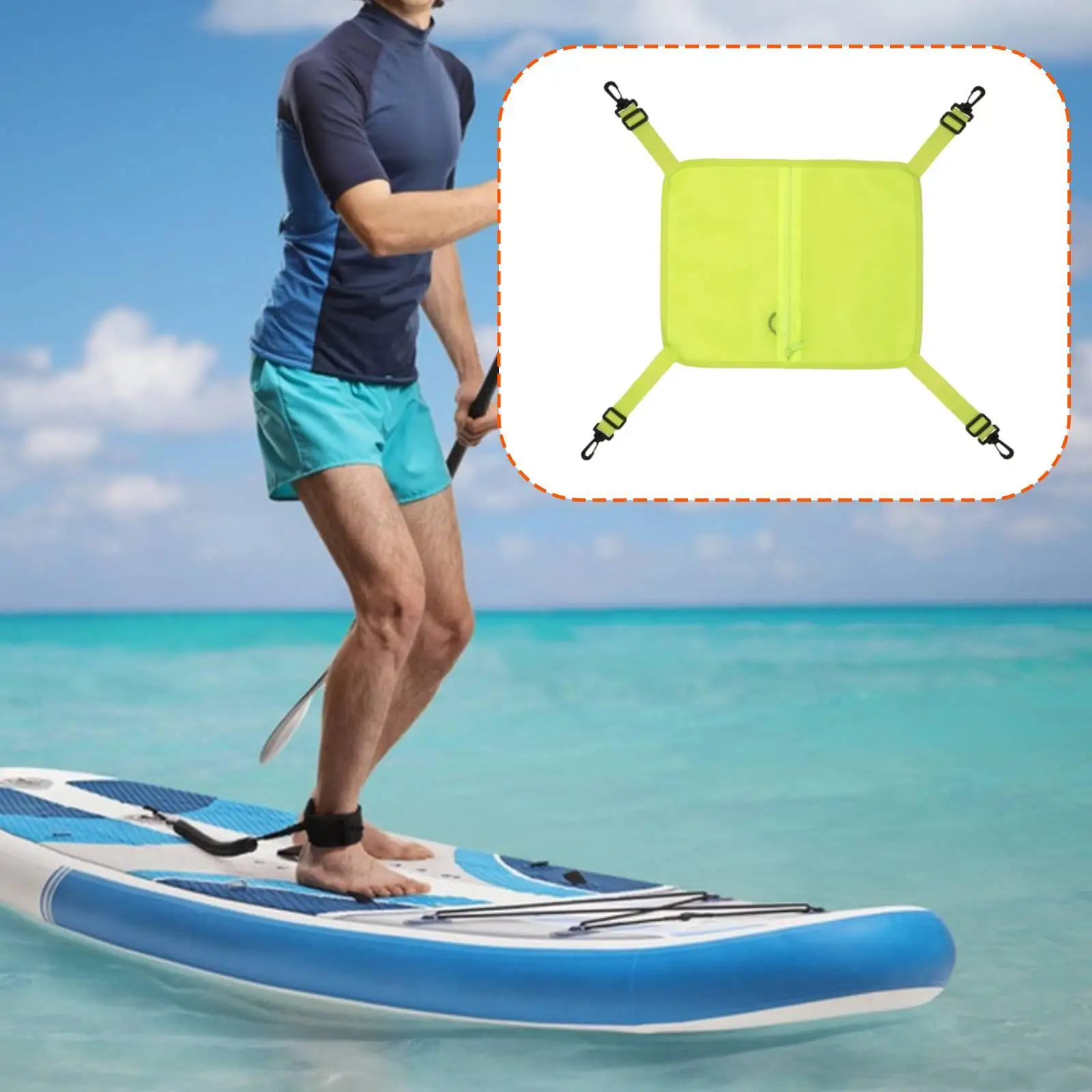 Paddle Board Accessories Mesh Deck Bag Compact Zipper Pouch Boat Organizer for Sailing and Kayak Adventures