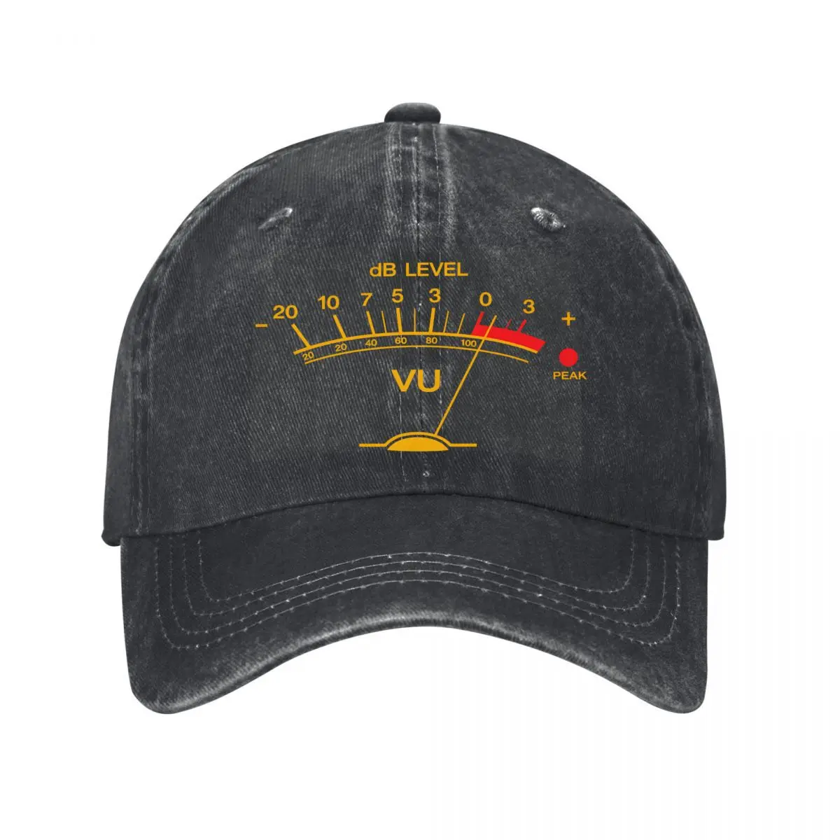 Db Level VU Meter Audio Recording Peak Gauge Washed Baseball Cap Outdoor Hat