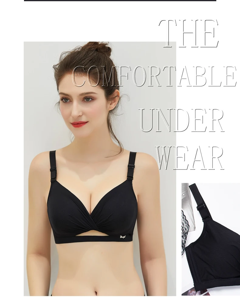 Conjunto de sujetador y bragas finos y sin costuras para mujer, con ajuste inalámbrico, efecto realce de pecho plano, para ve...