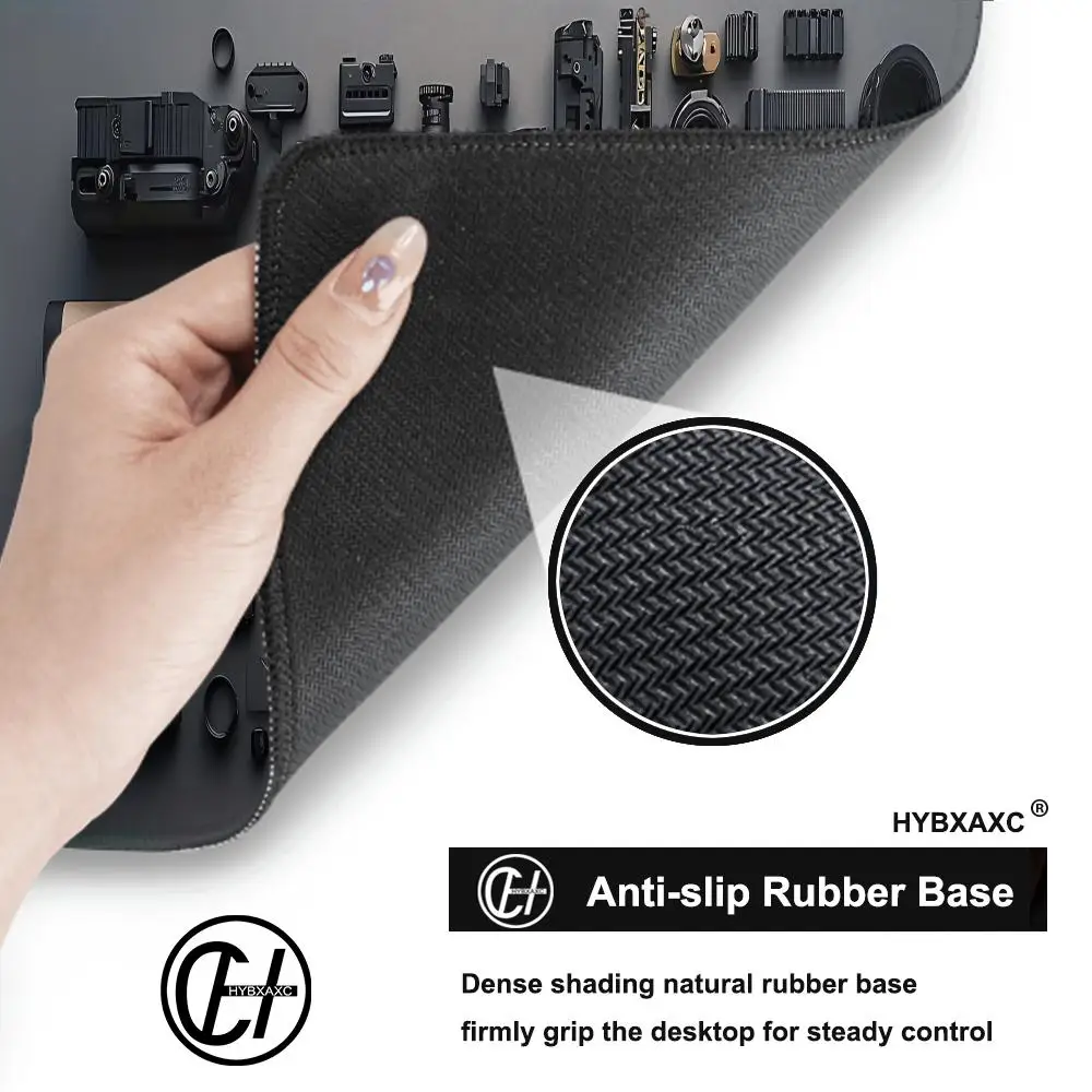 XXL 3D Gun Desk Mat Extended Gaming Mouse Pad Stitched Edge Anti-Slip Rubber Base Washable Large Keyboard Mat for Office Carpet