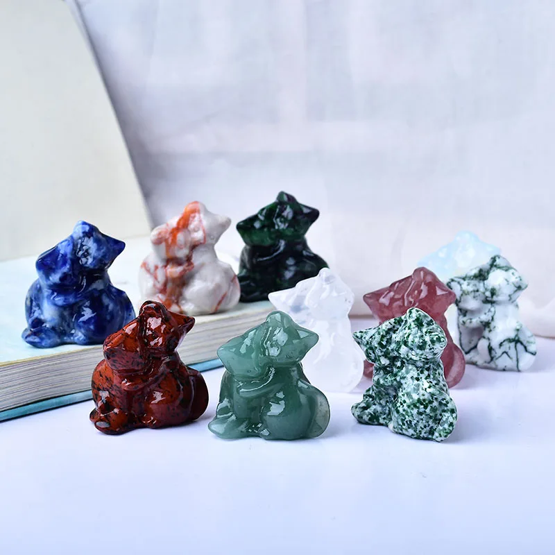 1Pc Assorted Natural Crystal Couple Cats Carving, Home Decor, Ideal Choice For Gifts