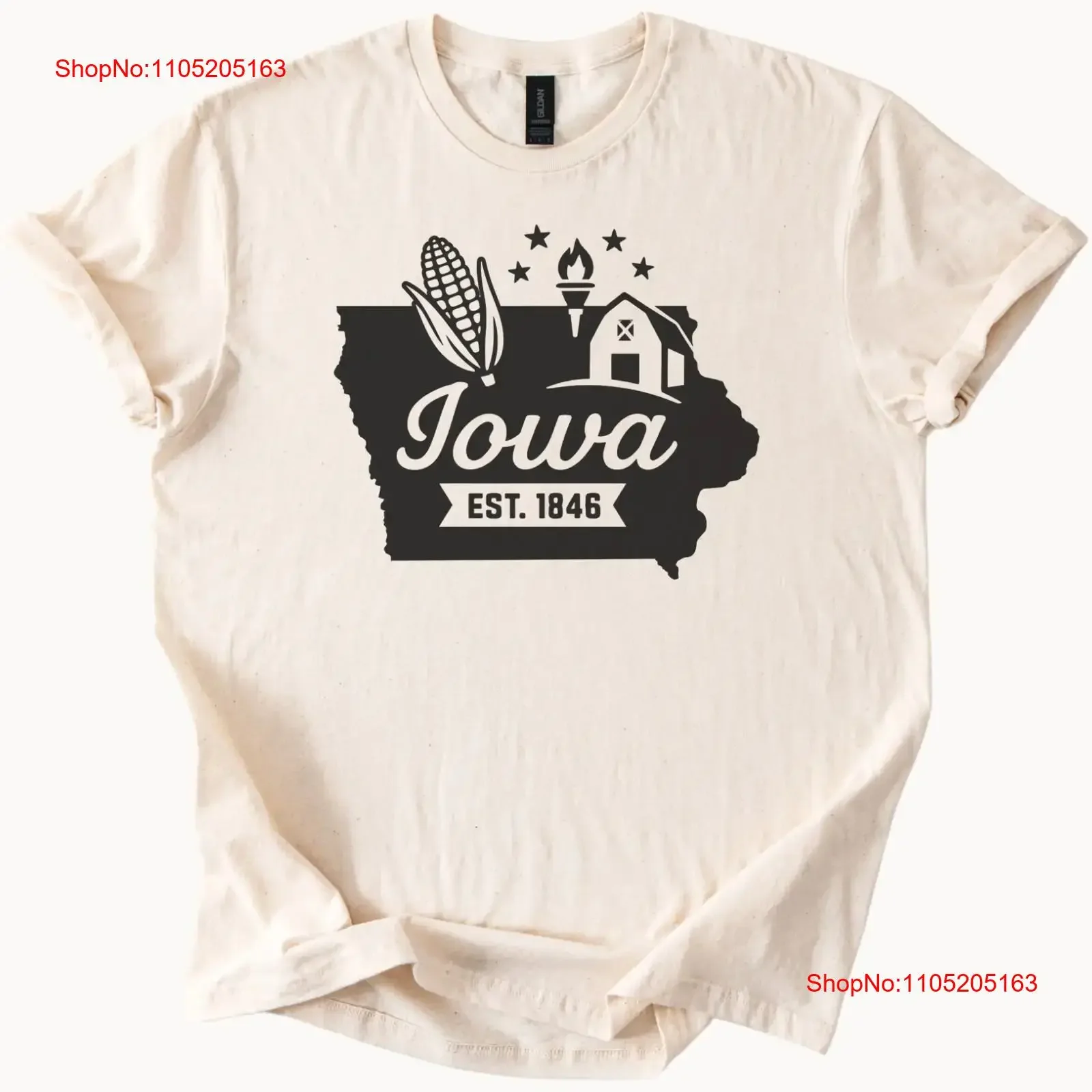 Iowa State T Shirt Est 1846 Corn Barn Torch Silhouette Midwest Souvenir Apparel vintage Washed Comfortable graphic Casual