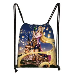 Disney aggrovigliato Rapunzel principessa borsa Casual quotidiana ragazzi ragazze zaino borse con coulisse borsa portaoggetti Shopping borse da spiaggia