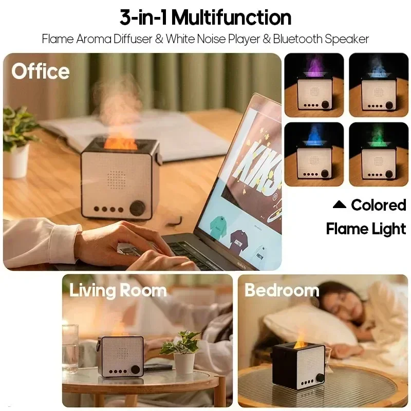 A Creative Simulation Of Colorful Flame Diffuser Wireless Smart Bluetooth Speaker Household Fog Humidifier