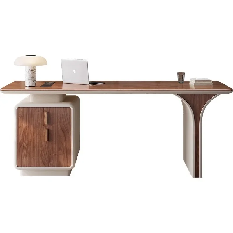 

Italian minimalist desk modern minimalist light luxury high-end medieval solid wood desk home study computer desk