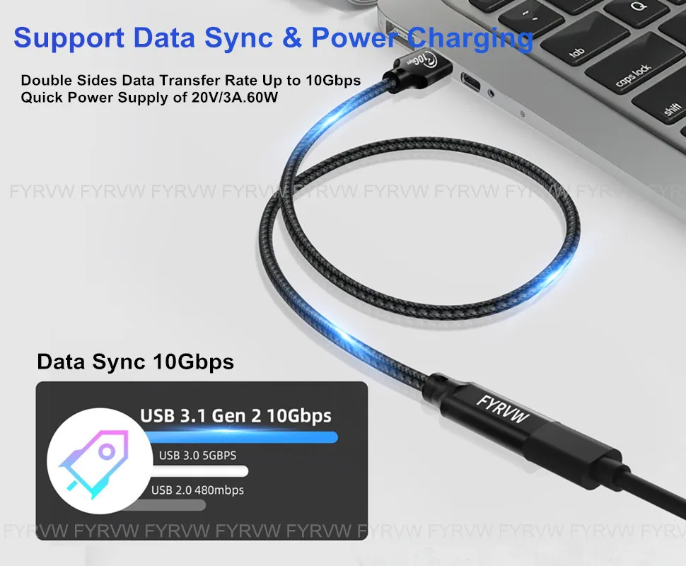 USB zu Typ C Buchse USB 3,2 10 Gbit/s bidirektion ales Kabel verlängern Daten übertragungs kabel SSD QC 3,0 Schnell ladung USB a zu USB c – Detail 1