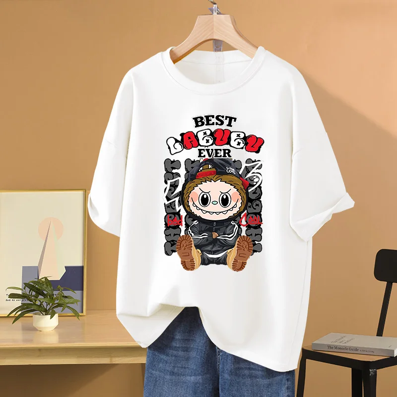 Anime LABUBU Print T Shirt MOLLY Couple student street sports casual T-shirt