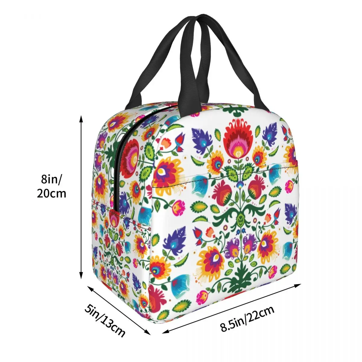 Polish Folk Floral Lunch Bag for Women Leakproof Poland Flowers Art Cooler Thermal Insulated Lunch Box Work Food Picnic Bags