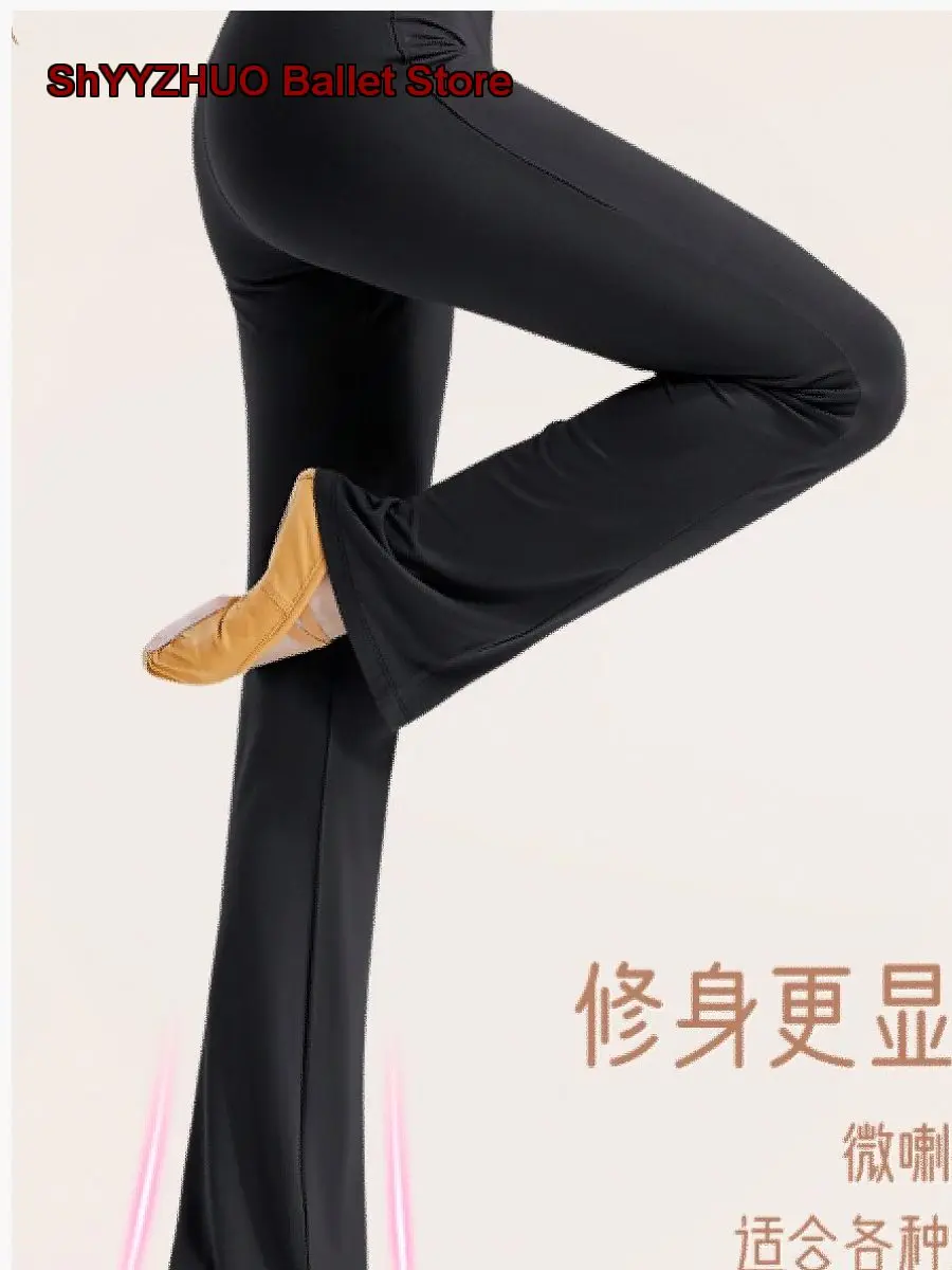 Women's Adult Dance Pants Black Modal Micro Flare Leggings Dance Students Art Exam Training Pants