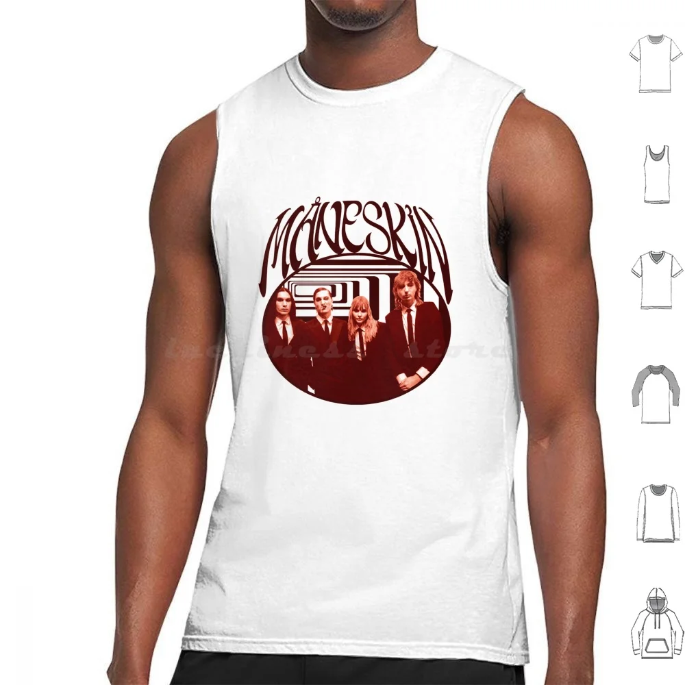 Maneskin Optical Tank Tops Print Cotton Maneskin Band Song Music Italy Italian Musica Sanremo Rocknroll N Roll