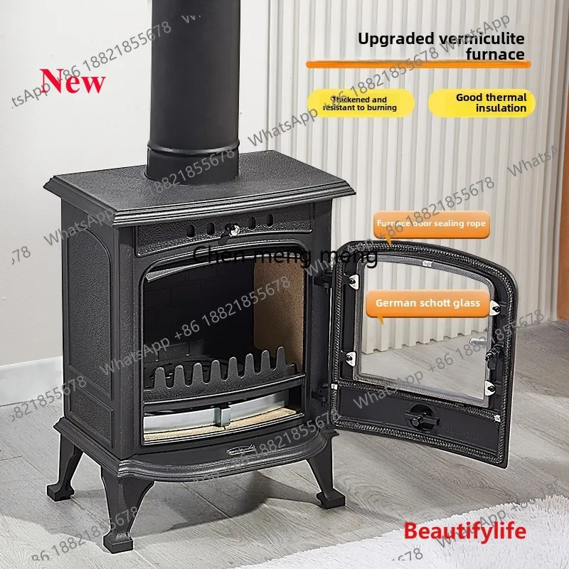 A55 wood-burning cast iron independent fireplace heating stove homestay self-built house power 7.6KW