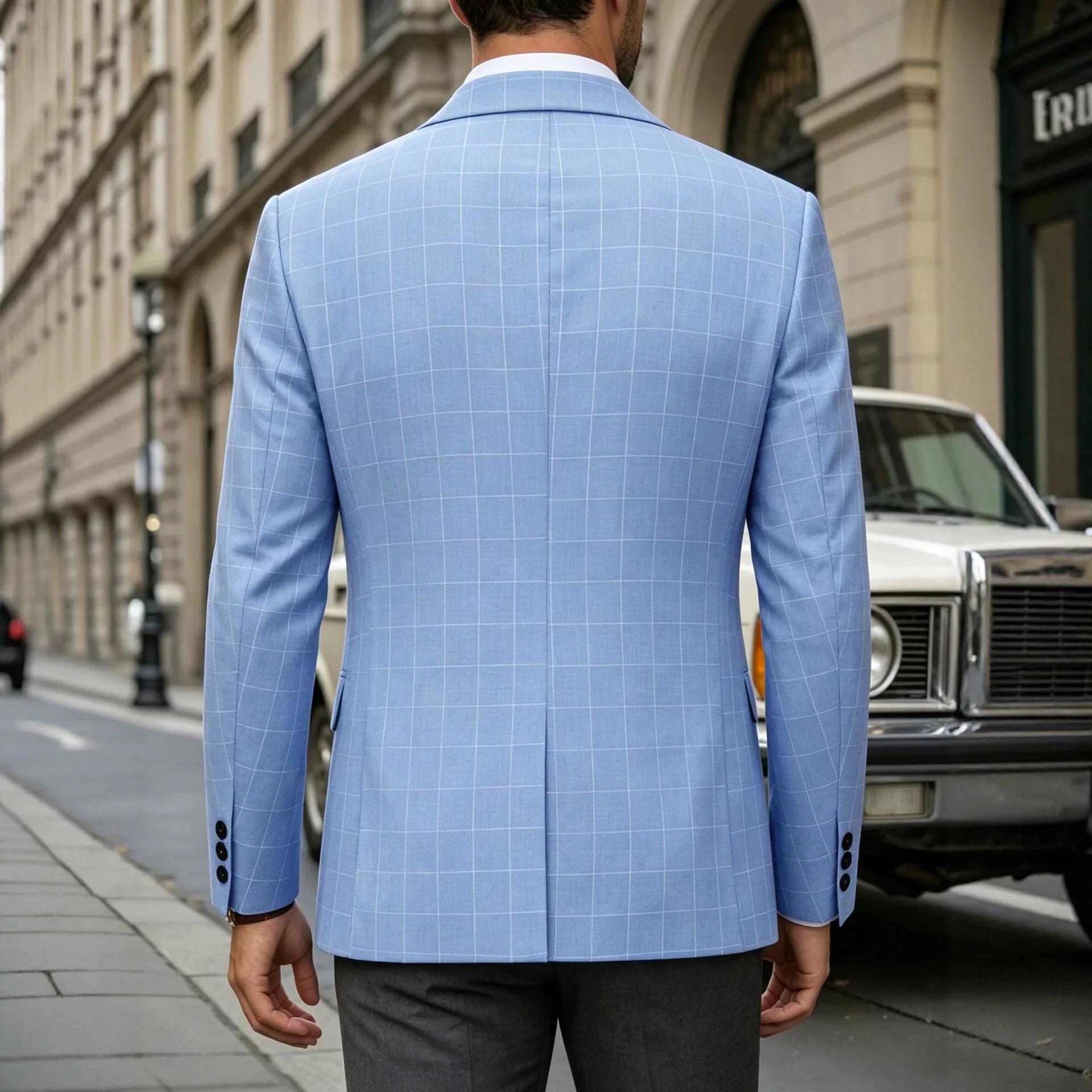 Men's Light Business Plaid Suit Gentleman Banquet Suit Jacket Men 260418