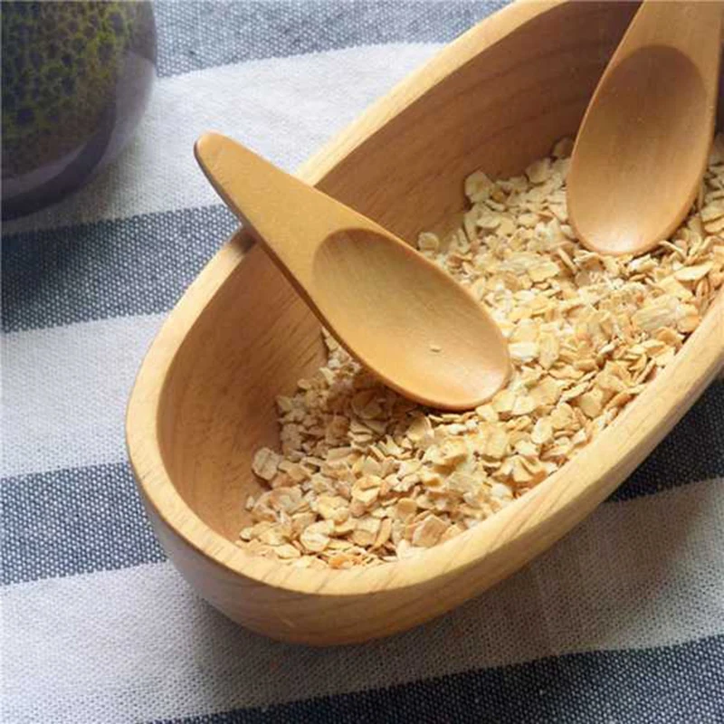 AB53 5 Pieces Mini Wooden Spoon Condiments Spoon with Short Handle,for Coffee Loose Tea Leaves Milk Powder Spice Candy,Etc