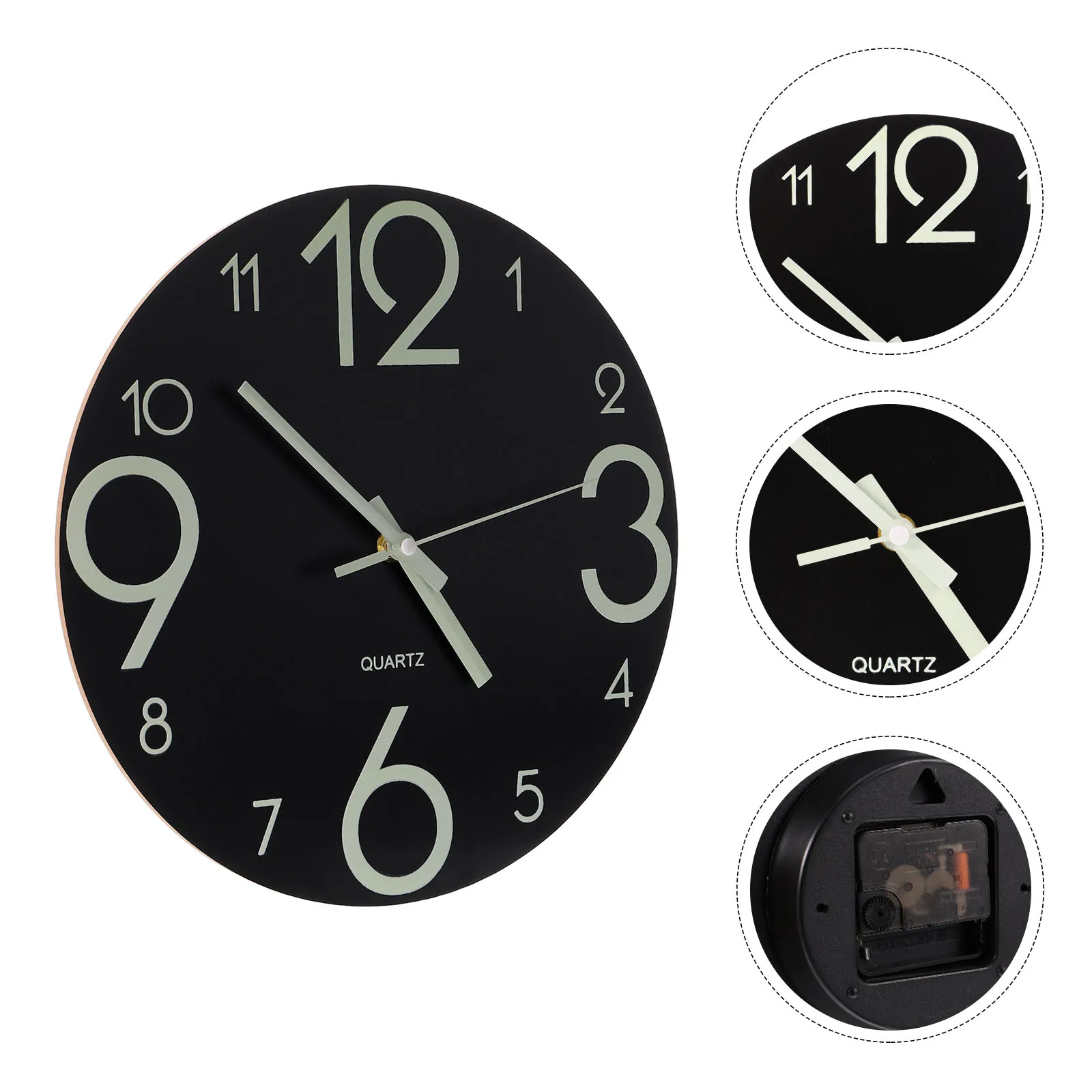 

Luminous Wooden Wall Clock Desktop Hanging Vintage Decor for Home Cartoon Mute Quartz Creative