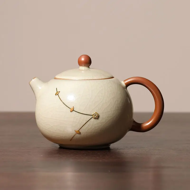 Ru Kiln Handmade High-End Ceramic Tea Pot With Decorative Rivets Xishi Teapot Single-Person Use A Gift For Elders And Friends