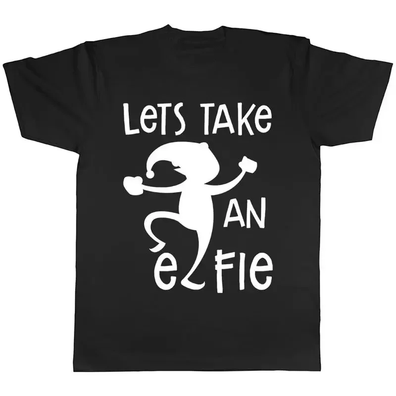 Lets Take An Elfie Selfie Christmas Xmas Mens Funny Short Sleeve Tshirt