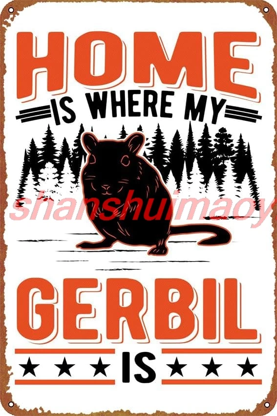 MAI Gerbil Racing Rat Poster Vintage Cute Metal Sign Gift Retro Novelty Cafe Store Garage Tin Signs8x12 Inch