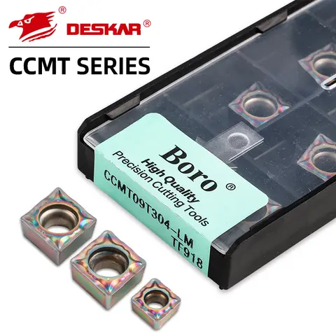 DESKAR 100% 오리지널 CNC 블레이드 CCMT060204 060208 09T304 09T308-LM TF918 고경도 퀜치드 스틸 특수 선반 로듐 블레이드