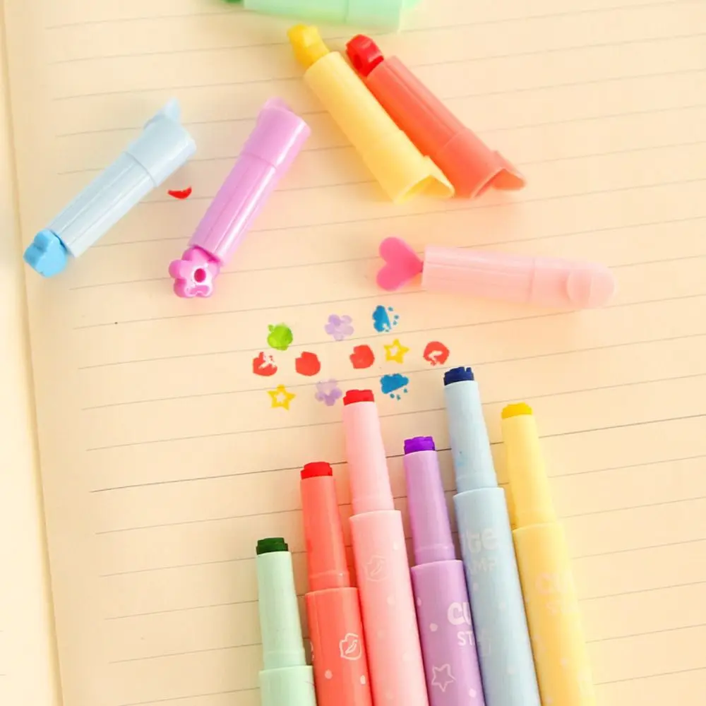 Cute Candy Color Highlighters Pen Creative Marker Stamp Fluorescent Pens School Supplies Office Stationery