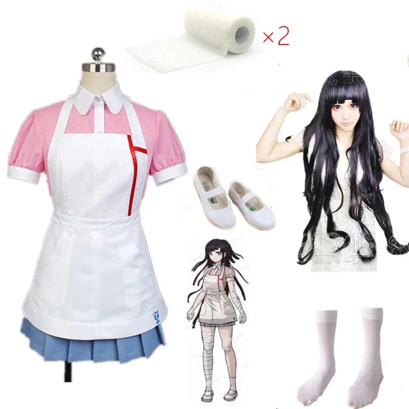 

Danganronpa Mikan Tsumiki Cosplay Costume Halloween Carnival Ultimate Nurse Funny Costume Cafe Maid Uniform For Women