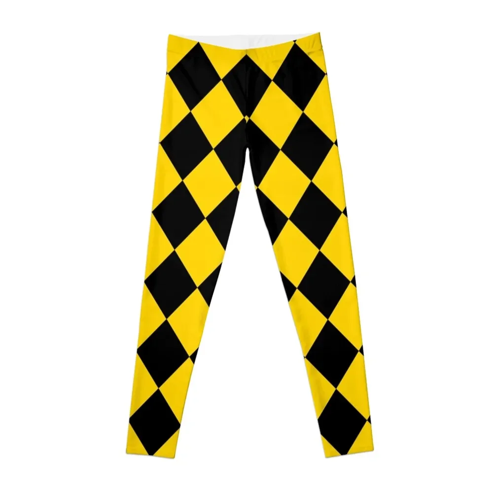 

Black and Yellow Harlequin Pattern Leggings workout clothes for Jogger pants Womens Leggings
