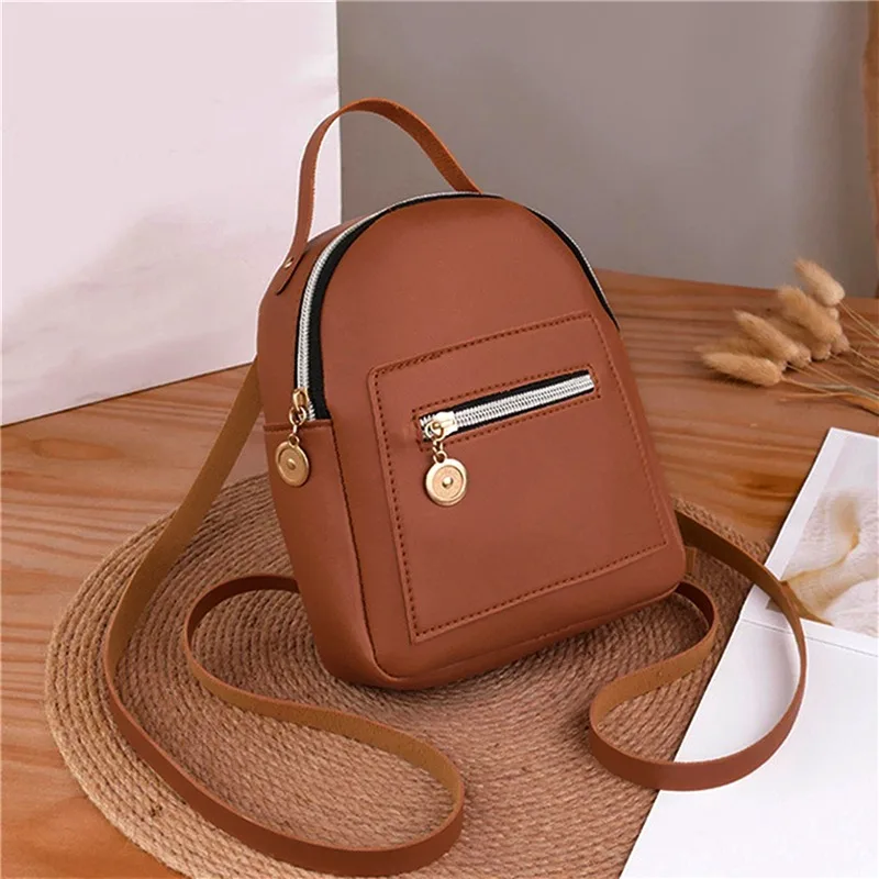 Female Backpack PU Small Teenage Girls Fashion Leisure Zipper Shoulder Bag Knapsack High-capacity Women Mini School Backpack