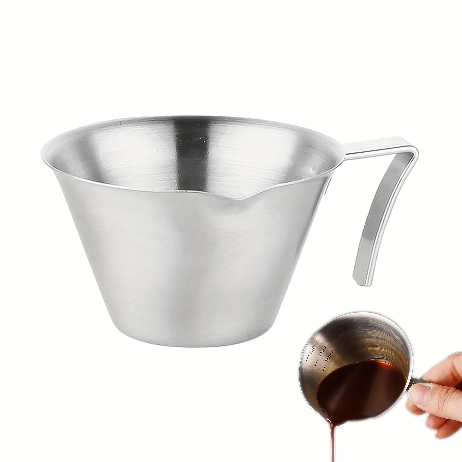 

2Pcs Stainless Steel Coffee Extraction Cup With Scale, Coffee Measuring Cup, Milk Cup, Espresso Coffee Making Measuring Cup, Cof