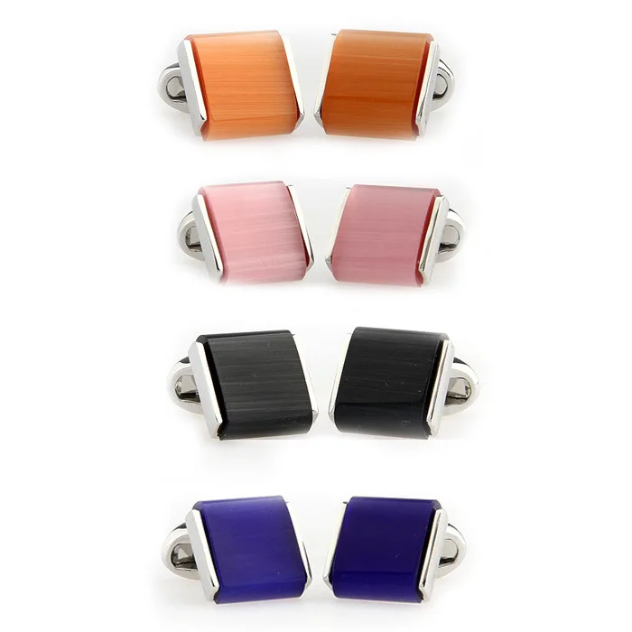 Luxury Square Cat Eye Stone Cufflinks for Men, Cuff Links for Dress Shirt, Wedding Groom Business Party Gift Boxed Set for Him