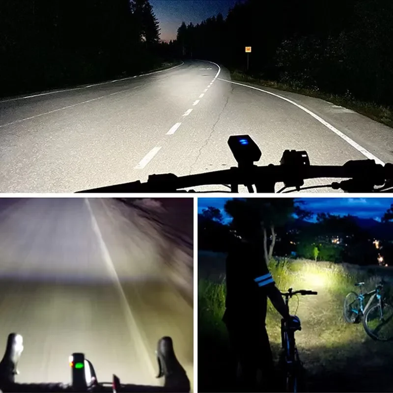 LED Front Bike Light com USB, recarregável, liga de alumínio, lanterna impermeável, bicicleta guiador Acessórios, 2T6