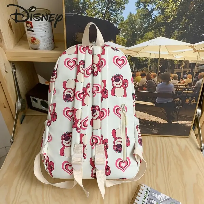 Disney Strawberry Bear New Girls' Backpack Fashion High Quality Student School Bag Cartoon Leisure Women's Travel Backpack