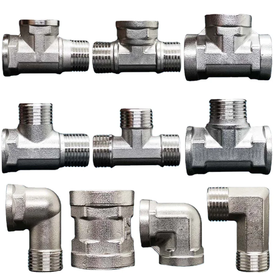 

DN15 20 25 1/2" 3/4" 1" BSP Male Female Elbow Tee 3 Ways 201 Stainless Pipe Fitting Connector Coupling Adapter Home Garden