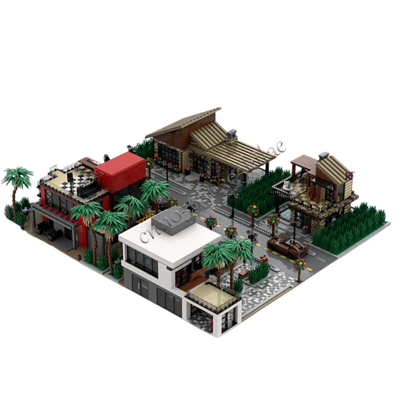 11629 pçs venda quente cidade costeira modelo de cena modular diy conjunto blocos de construção crianças montagem exibição brinquedos festival presente surpresa