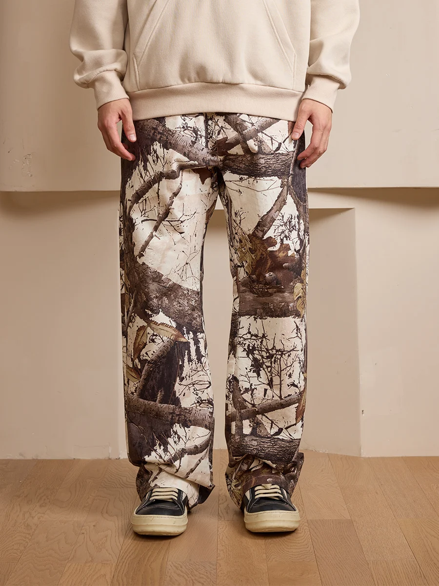 

Haranruel American Retro Camouflage Print Straight Leg Vibe Heavy Du Logging Work Pants Autumn Winter Cotton Casual Trousers