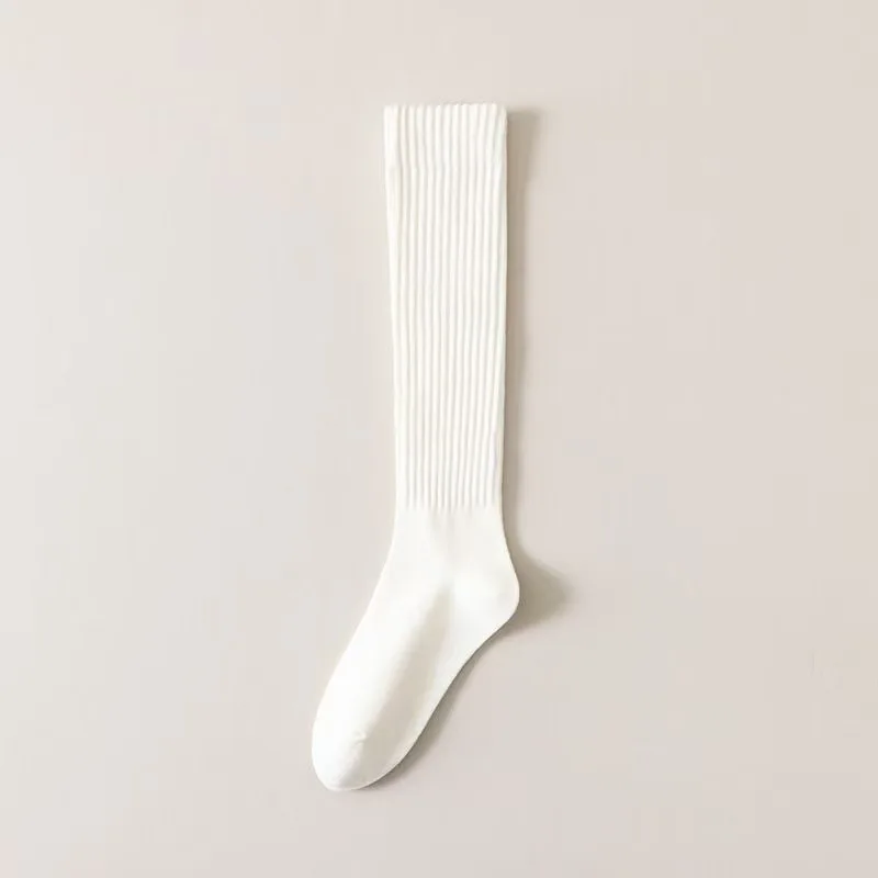 1/5 Pairs Frauen Herbst Winter Warme Dicke Einfarbig Waden Socken Modische Seite Streifen Abnehmen Weiche Bequeme Casual Socken – Detail 10