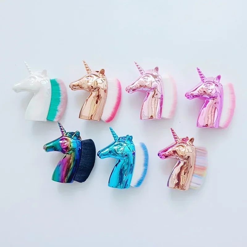 1PC Eenhoorn Make-up Kwasten Eenhoorn Paard Regenboog Houder voor Poeder Foundation Blush Contour Grote Make Up Unicornio Beauty Tool