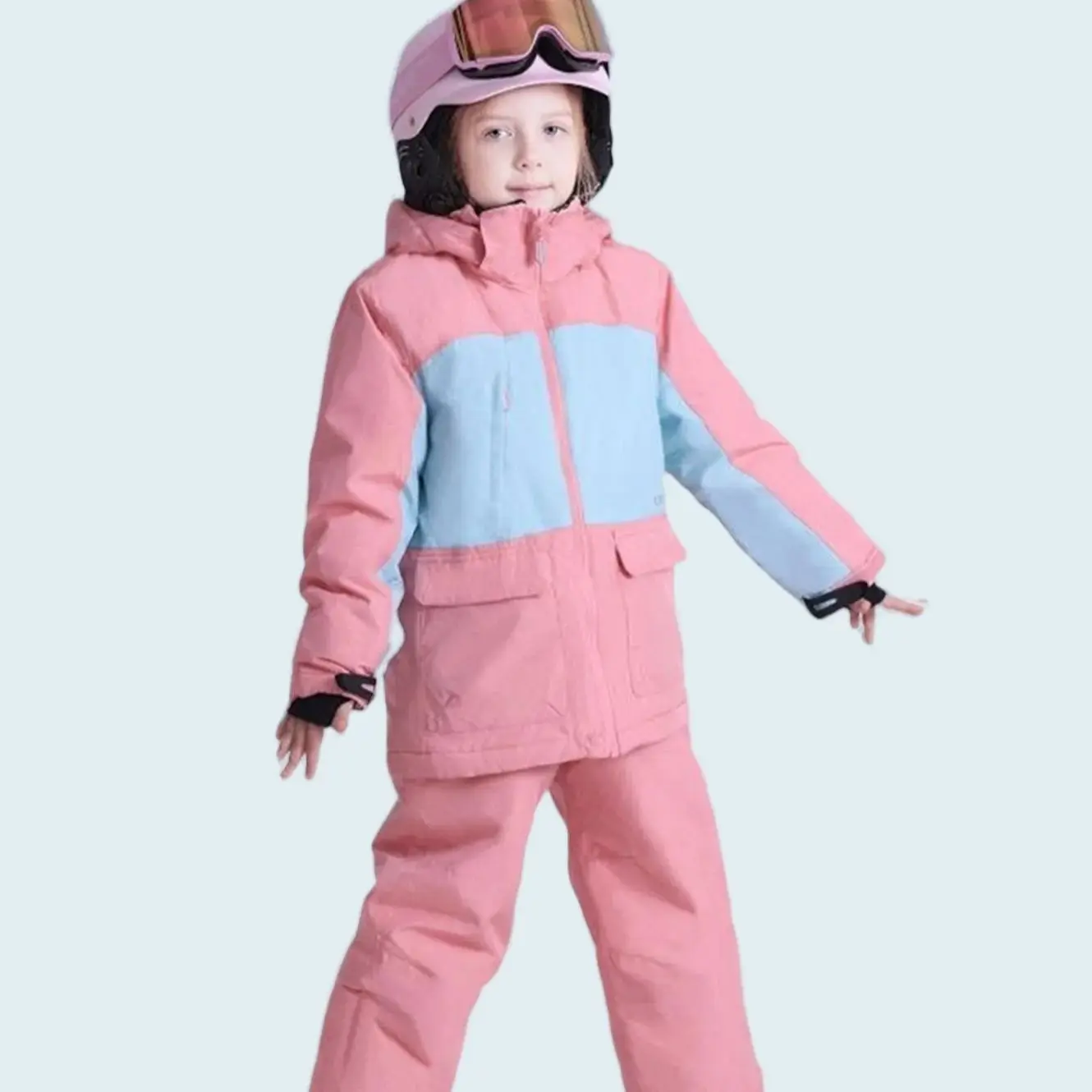 -ملابس تزلج للأطفال بزاوية 30 درجة، بدلة تزلج للأولاد والبنات، سراويل سترة شتوية للتزلج على الجليد، بدلات ثلج دافئة مقاومة للماء ومقاومة للرياح للأطفال #2