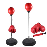 Bag Stand Height Adjustable Boxing Reflex Training Punching Target PU Leather Speed Ball