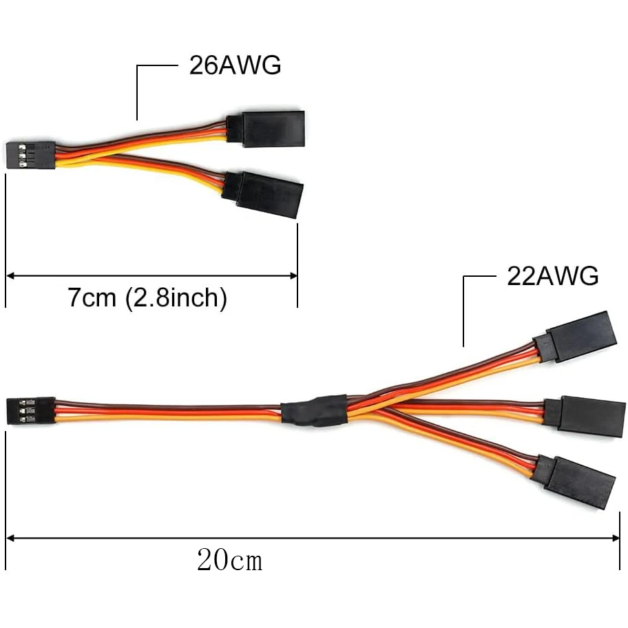 Servo Y cablaggio Splitter cavo connettore a 3 Pin cavo di prolunga maschio-femmina a 4 vie compatibile con JR Futaba RC Car Airplan