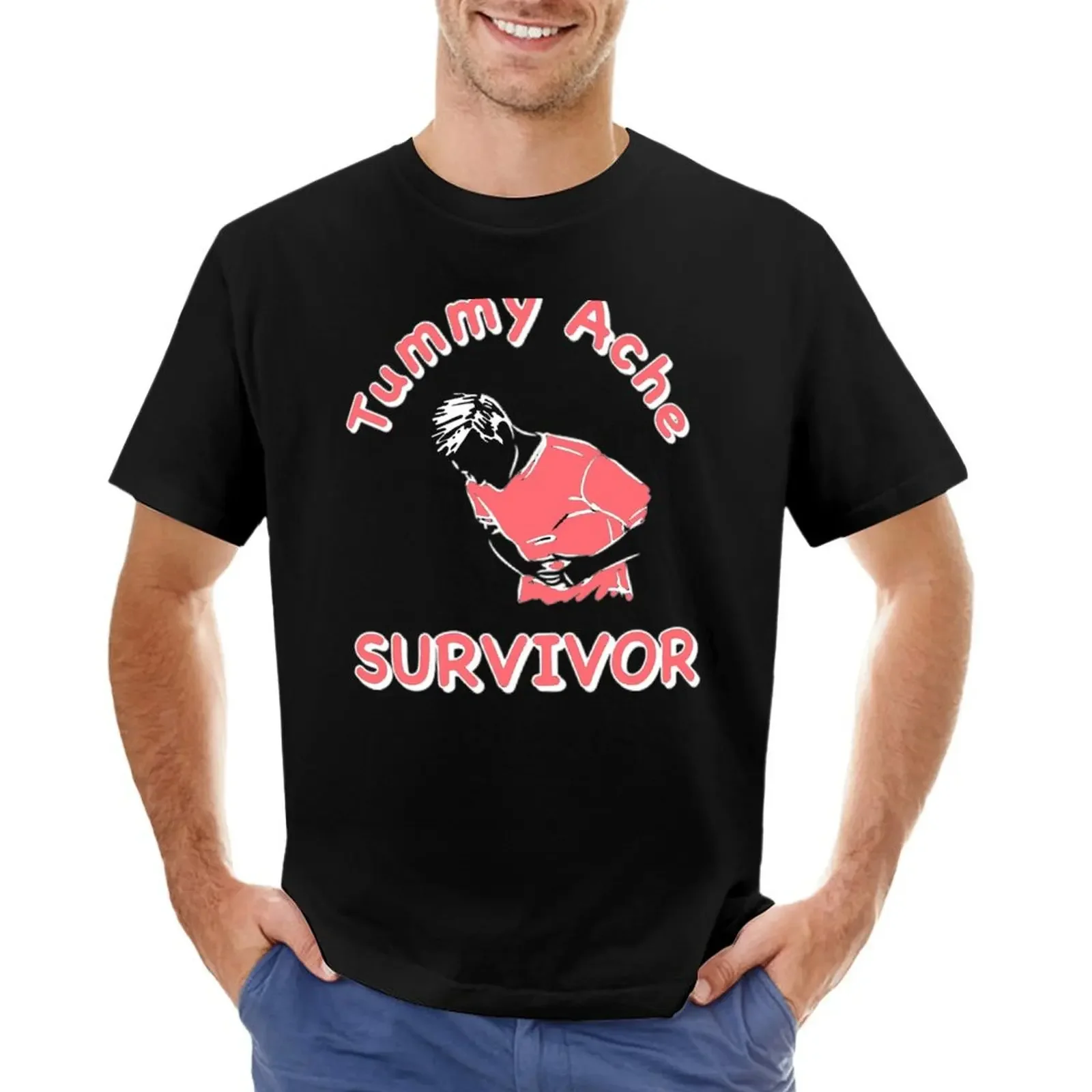 

Funny Tummy Ache Survivor T-shirt vintage clothes plus size tops cute tops black t-shirts for men