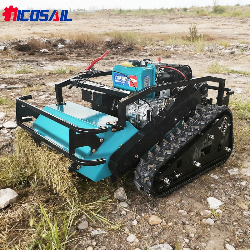 Industrial Dual Purpose Agricultural Diesel Crawler Mower Remote Control New Design For Steep All-Terrain Lawn Care CE