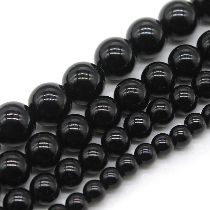 Wholesale Natural Stone Black Crystal Beads Round Loose Beads  4/6/8/10/12mm for Jewelry MakingPick Size DIY Bracelet Necklace