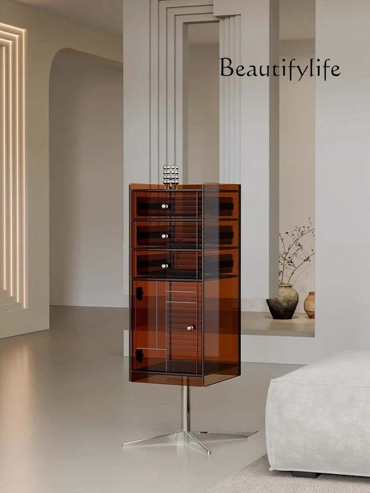 

FG28Acrylic floor rotating cabinet storage magazine locker modern simple living room porch cabinet