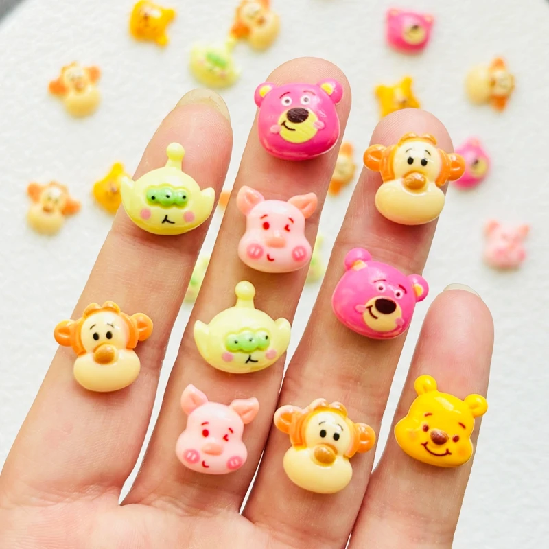 20 Pcs Cute Mini Cartoon Little Bear Animal Resin Figurine Crafts Cabochon Ornament Jewelry Manicure Hairpin Making Accessories