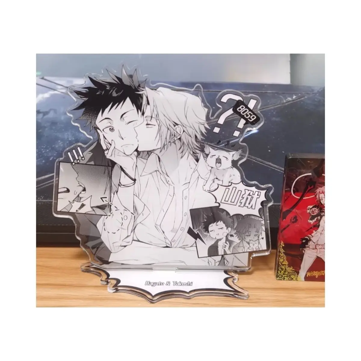 Suporte de Acrílico Katekyo Hitman Reborn: Figura Yamamoto Takeshi e Gokudera Hayato para Exibição, Coleção de Produtos de Anime, Decoração de Mesa, Presente