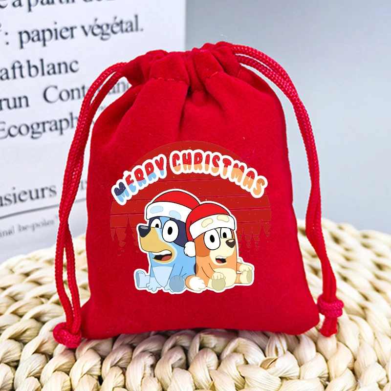 

Blueys Drawstring Bag Cartoon Anime Pattern Snacks Candy Bags Christmas Party Decorations Storage Bags Children Christmas Gifts