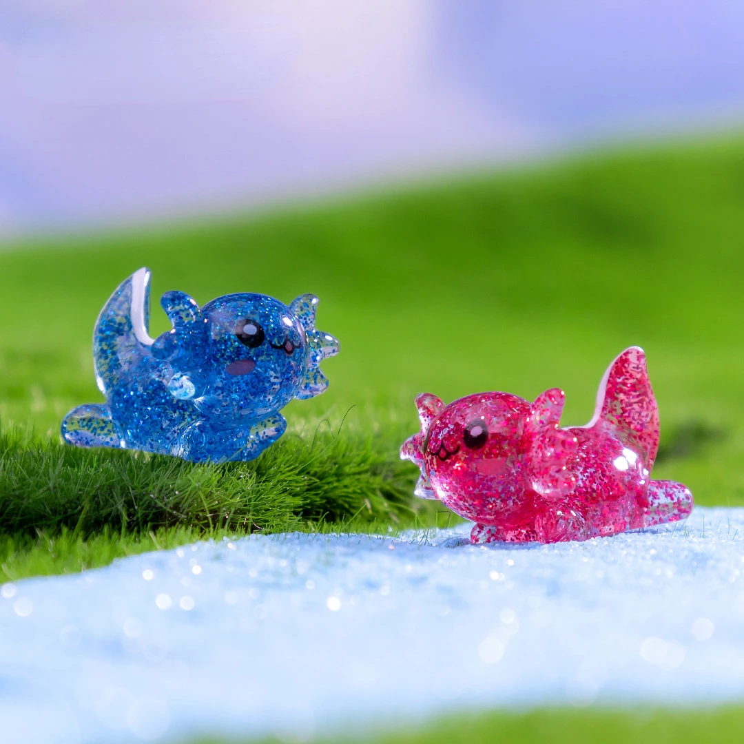 50 buah Mini Axolotl payet miniatur ambistoma Resin dekorasi meja patung peri taman aksesoris dekorasi rumah DIY rumah boneka