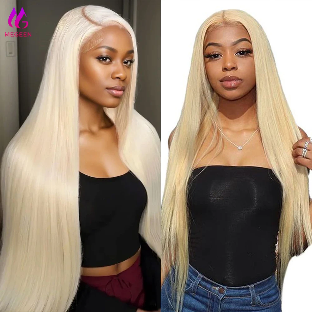 Megeen jungfräuliches Haar blond Perücken 13x4 HD transparente Spitze Frontal Perücken menschliches Haar kann Spitze Front Perücken vor gezupft werden